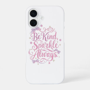 Coque iPhone 16 Élégant scintillement rose et violet en écriture c