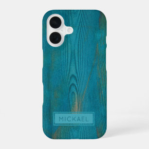 Coque iPhone 16 Élégant Turquoise Abstrait de grain de texture Mon