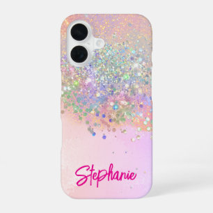 Coque iPhone 16 Élégante Parties scintillant rose fille