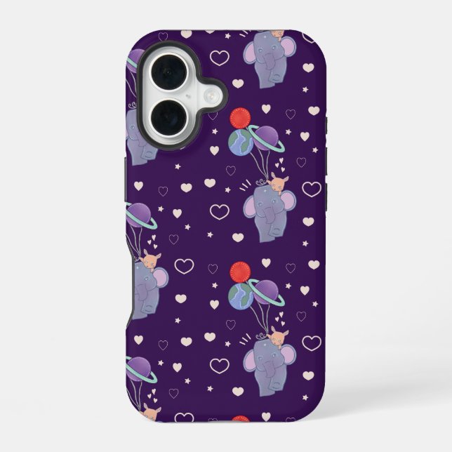 Coque iPhone 16 Élément et Lapin Montgolfière Spatiale | Fantaisis (Verso)