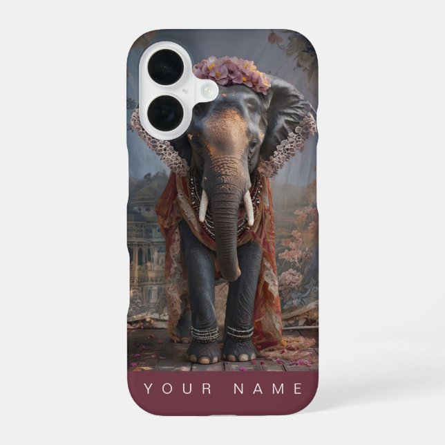 Coque iPhone 16 Eléphant botanique (Verso)