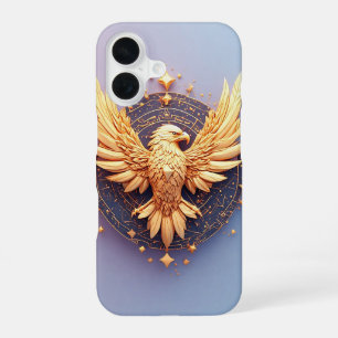 Coque iPhone 16 Emblème d'aigle doré avec étoiles décoratives