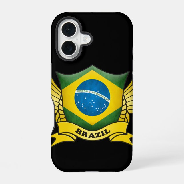 Coque iPhone 16 Emblème de Brazil Flag (Verso)