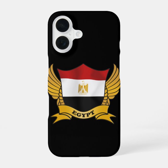 Coque iPhone 16 Emblème du drapeau de l'Égypte (Verso)