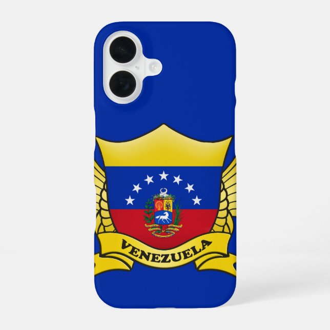 Coque iPhone 16 Emblème du drapeau du Venezuela (Verso)