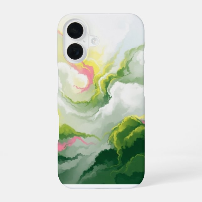 Coque iPhone 16 Emerald & Rose Abstract Marble (Verso)