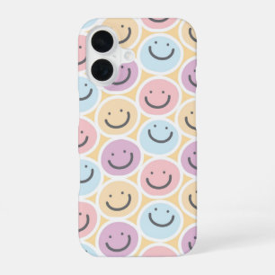 Coque iPhone 16 Émoji Sourire Doodle Rétro