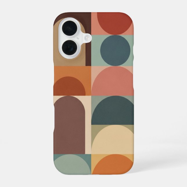 Coque iPhone 16 Empilage de cercles-arcs vintage (Verso)