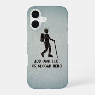 Coque iPhone 16 En randonnée avec sac à dos et bâton - votre sloga