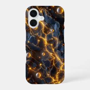 Coque iPhone 16 Énergie électrique Abstraite avec éclair doré