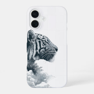 Coque iPhone 16 Engraved Tiger Profile Mystic Forest