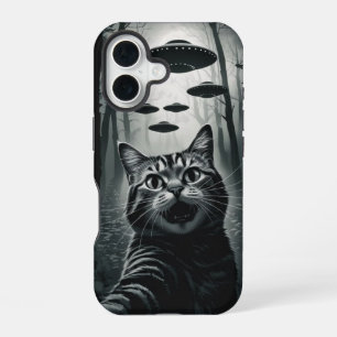 Coque iPhone 16 Enlèvement d'UFO de selfie de chat : Rencontre ext