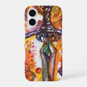 Coque iPhone 16 ÉPÉE DURENDALE Imaginaire rouge jaune