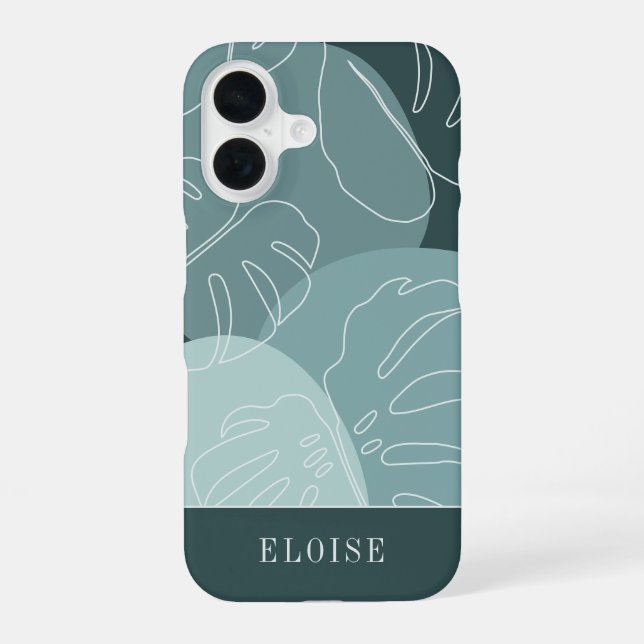 Coque iPhone 16 Épicéa et Menthe Boho Feuille de Monstera Tropical (Verso)