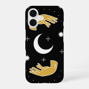 Coque iPhone 16 Équilibre lunaire – Mains sacrées et croissant de 
