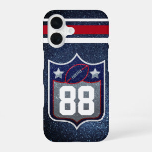 Coque iPhone 16 Équipe de football américain Rouge Blanc et Bleu