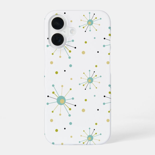 Coque iPhone 16 Ère atomique des années 50 Starburst Moderne du mi (Verso)