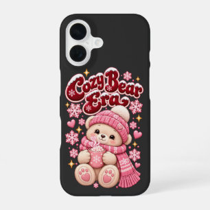 Coque iPhone 16 Ère Ourson Cosy Noël Rose Mignon
