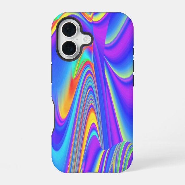 Coque iPhone 16 Esprit de Brise d'Été, Abstrait 3D Rainbowart (Verso)