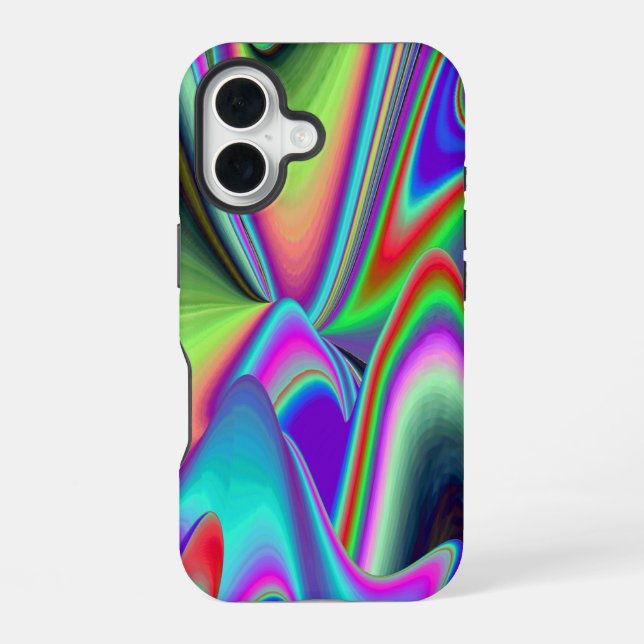 Coque iPhone 16 Esprit de Brise d'Été, Abstrait 3D Rainbowart (Verso)