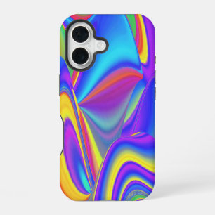 Coque iPhone 16 Esprit de brise estivale, Abstrait 3D Rainbowart