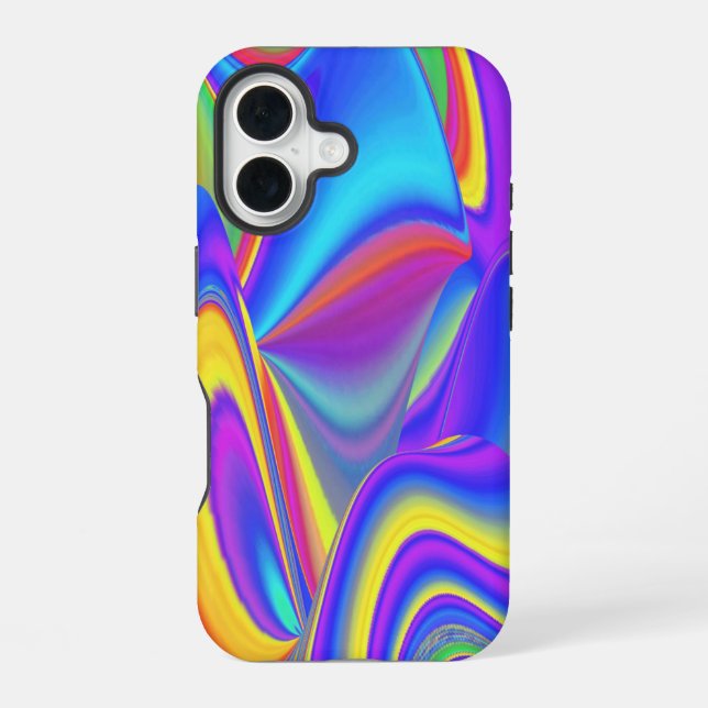 Coque iPhone 16 Esprit de brise estivale, Abstrait 3D Rainbowart (Verso)