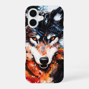 Coque iPhone 16 Esprit de loup sauvage abstrait