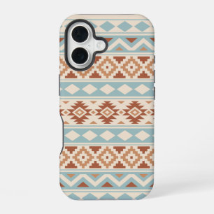 Coque iPhone 16 Essence Aztèque Ptn IIIb Terres Cuites Bleues Crèm