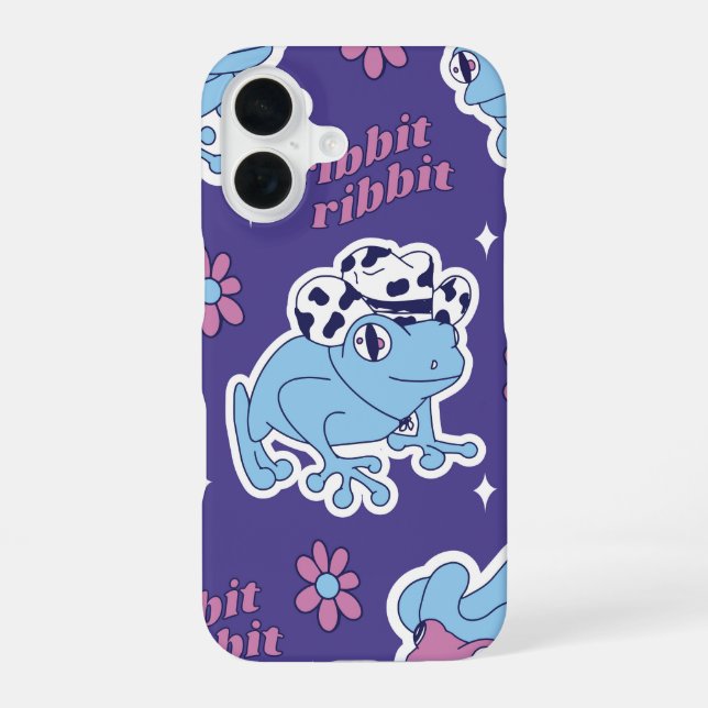 Coque iPhone 16 esthétique de grenouille cowboy (Verso)