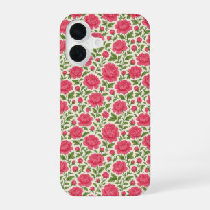 Coque iPhone 16 Esthétique Florale Pivoines Roses Luxuriantes