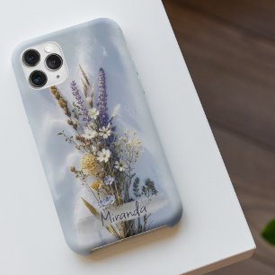 Coque iPhone 16 Esthétique Vintage Fleurs Sauvages Nom Personnalis