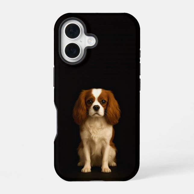 Coque iPhone 16 Étain 4 Luxe iPhone 16 Mate, Cavalier Spaniel (Verso)