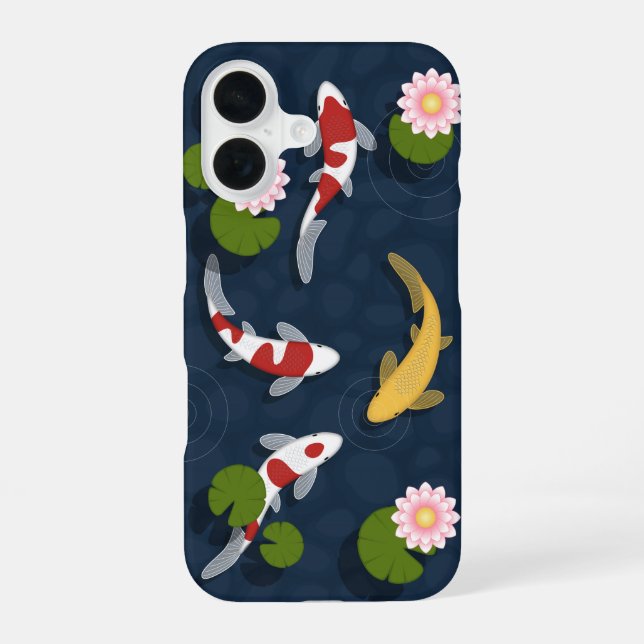 Coque iPhone 16 Étang japonais de poissons Koi (Verso)