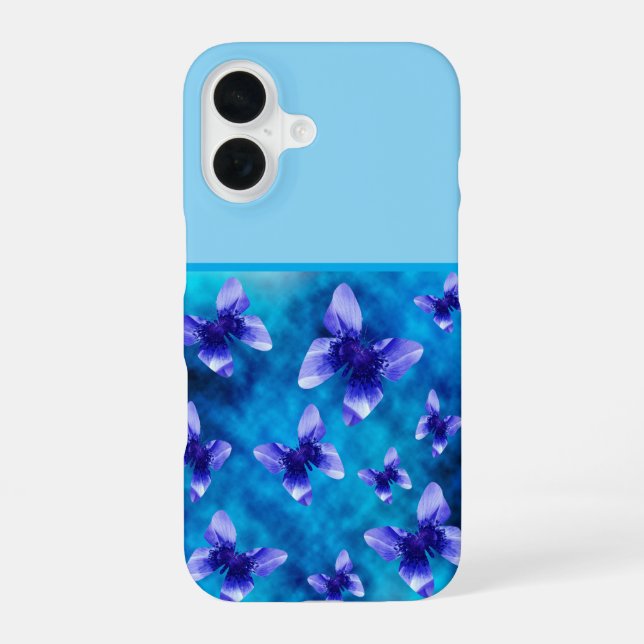 Coque iPhone 16 Été Papillon Bleu,  (Verso)