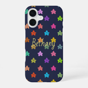 Coque iPhone 16 Étoiles de gribouillis amusantes et colorées sur d