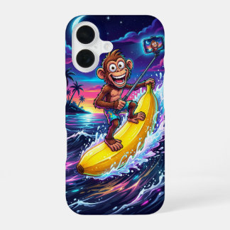 Coque iPhone 16 Étui amusant avec singe et banane de dessin animé