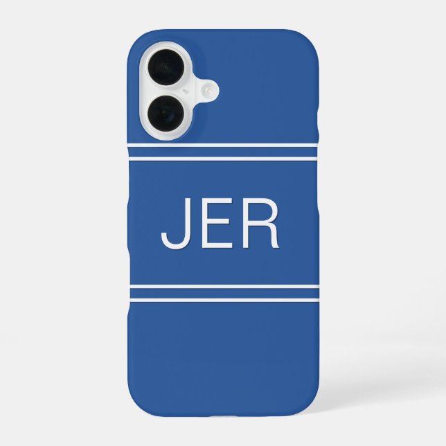 Coque iPhone 16 Étui Case Mate bleu royal avec initiales monogramm (Verso)