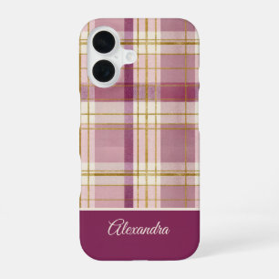 Coque iPhone 16 Étui de téléphone à carreaux personnalisé