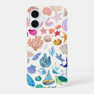 Coque iPhone 16 Étui de téléphone à dégradé d'été de coquillage