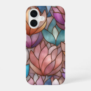 Coque iPhone 16 Étui de téléphone à effet de vitrail Mosaïque flor