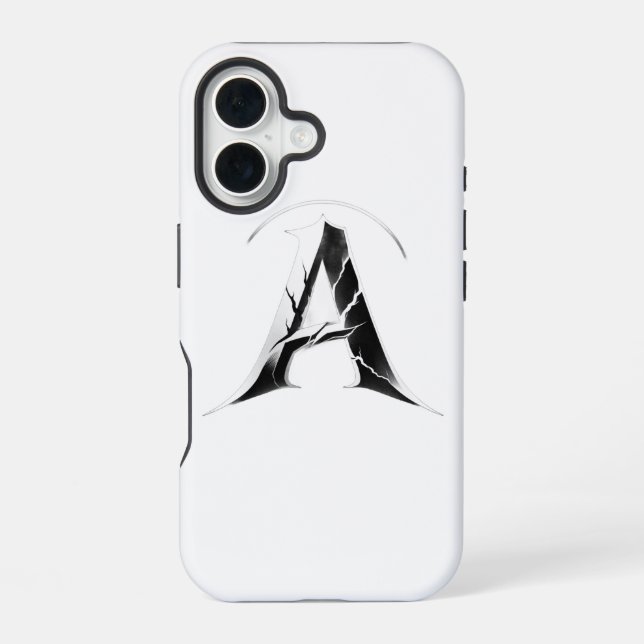 Coque iPhone 16 Étui de téléphone à initiale gothique fissurée A - (Verso)
