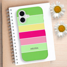 Étui de téléphone à monogramme avec rayures vertes