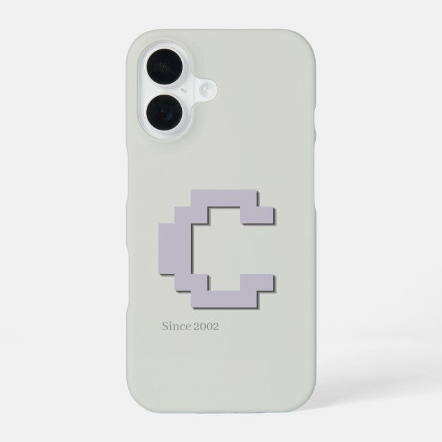 Coque iPhone 16 Étui de téléphone à monogramme en pixel art rétro  (Verso)
