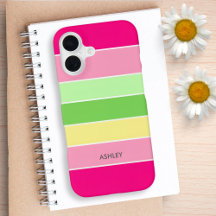 Étui de téléphone à monogramme et rayures avec blo