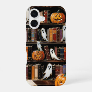 Coque iPhone 16 Étui de téléphone à motif de bibliothèque d'Hallow