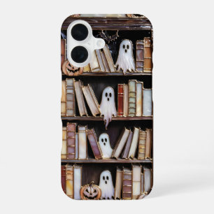 Coque iPhone 16 Étui de téléphone à motif de bibliothèque Hallowee