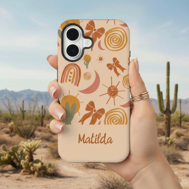 Coque iPhone 16 Étui de téléphone à motif de soleil du désert pers (Créateur téléchargé)