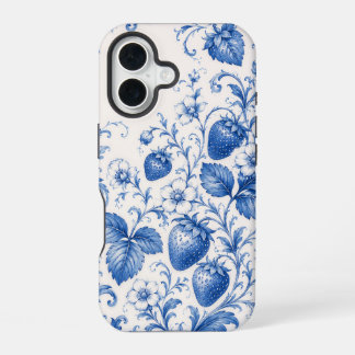 Coque iPhone 16 Étui de téléphone à motif floral de fraise en chin