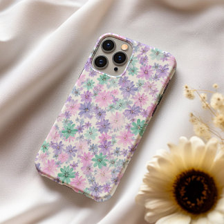 Coque iPhone 16 Étui de téléphone à motif floral doux – Pastel Blo