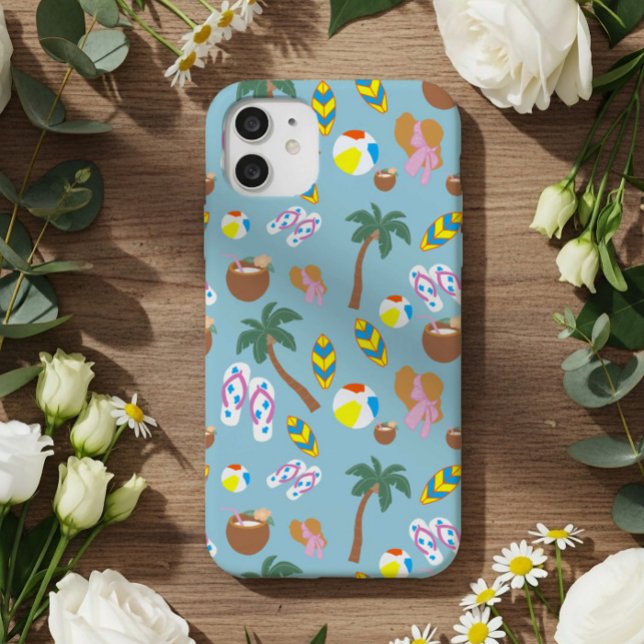 Coque iPhone 16 Étui de téléphone à motif tropical d'été (Créateur téléchargé)